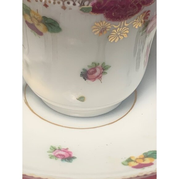 Victoria Austria Vintage Porcelain 3 Tea Cup & 2 Saucer Set - Picture 13 of 16
